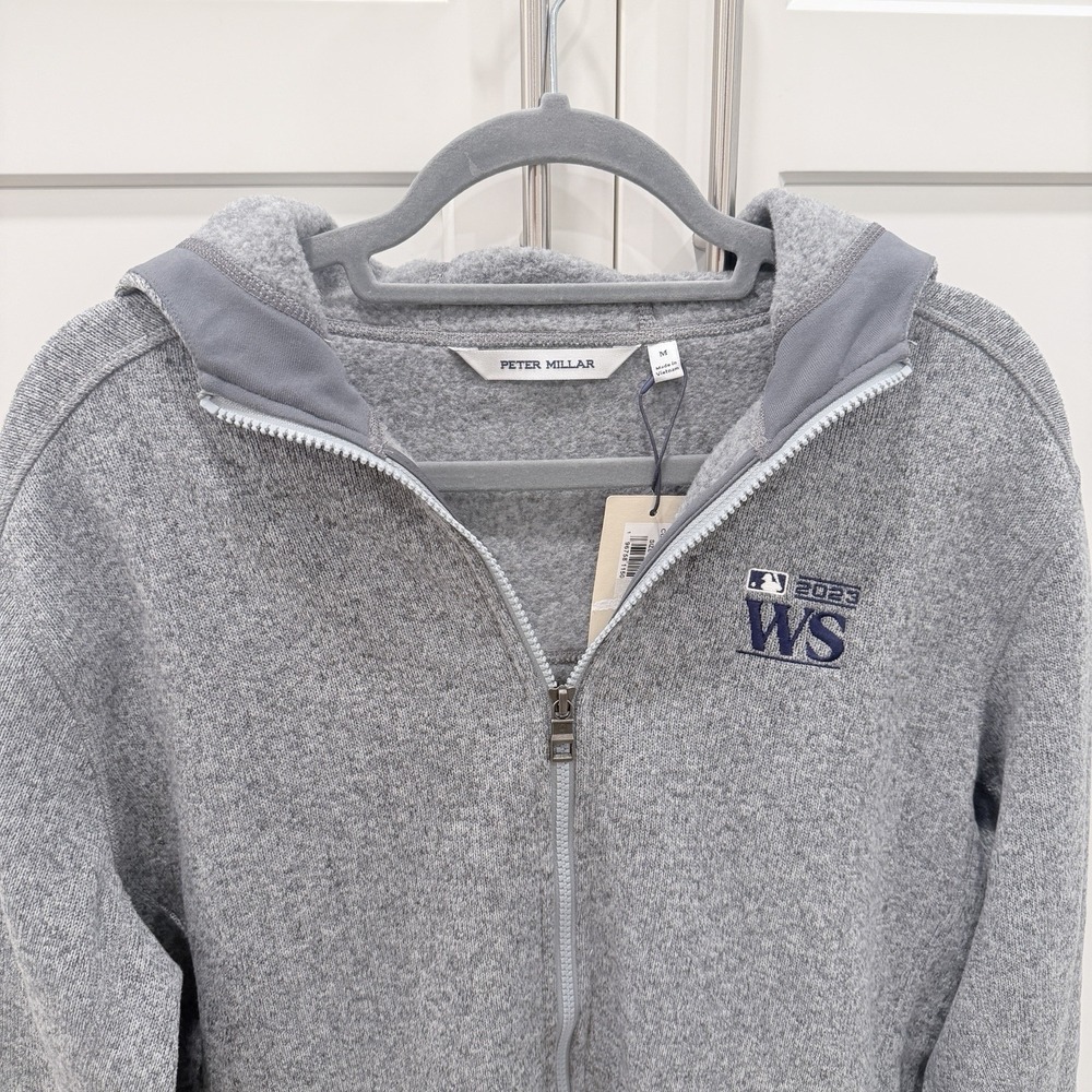 Peter Millar 2023 World Series MLB Fleece Full Zip Hoodie Men's M Gray NWT - Picture 3 of 15